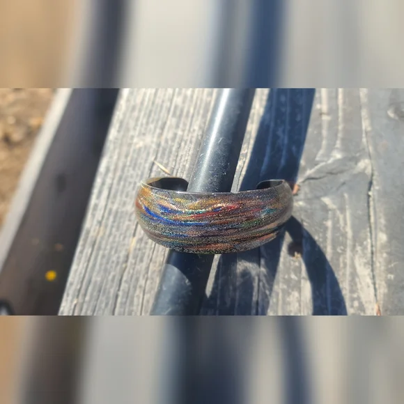 PIER 1 Colorful Art Glass Cuff Bracelete - 2.5" across - Picture 4 of 5